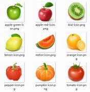 水果和蔬菜逼真PNG图标
